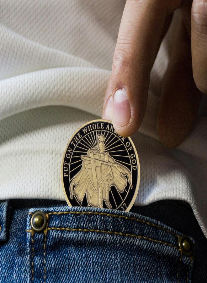 Artisan Owl Challenge Coin - Put on The Whole Armor of God | Ephesians 6:13-17 - Collectible Commemorative Coin - Metal Coin Gift for Christians - 40x3mm, BlackSilver - Image 2